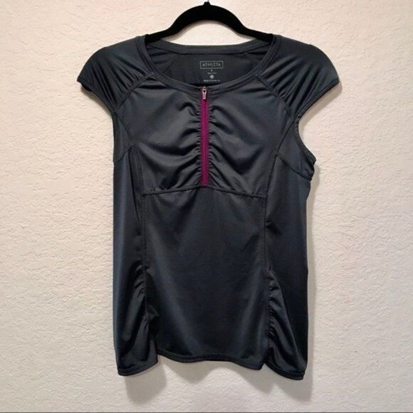 NWOT. Athleta gray Athletic Top with Zipper - Picture 3 of 11
